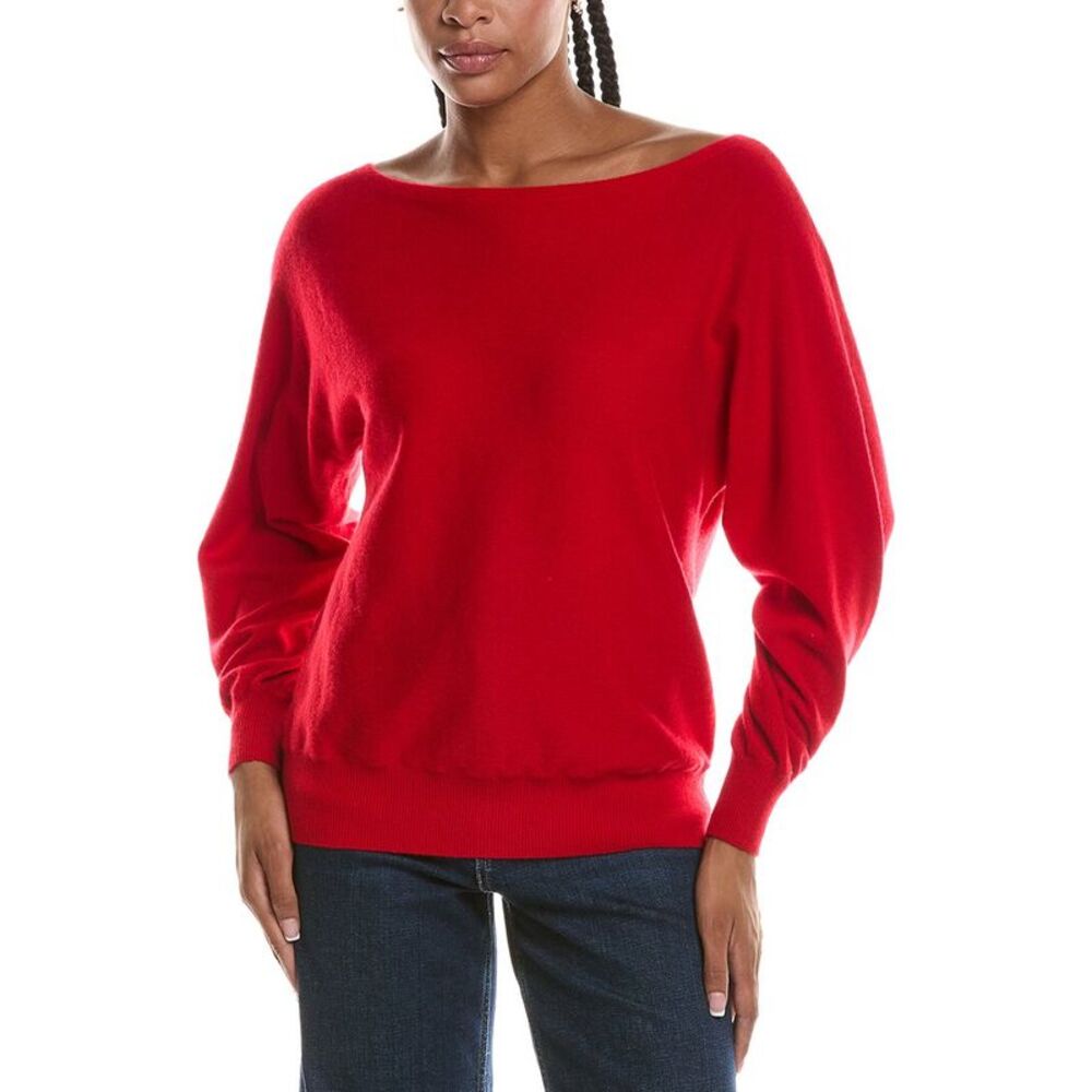 Forte Cashmere Womens  Off The Shoulder Dolman Sleeve 100% Cashmere Sweater